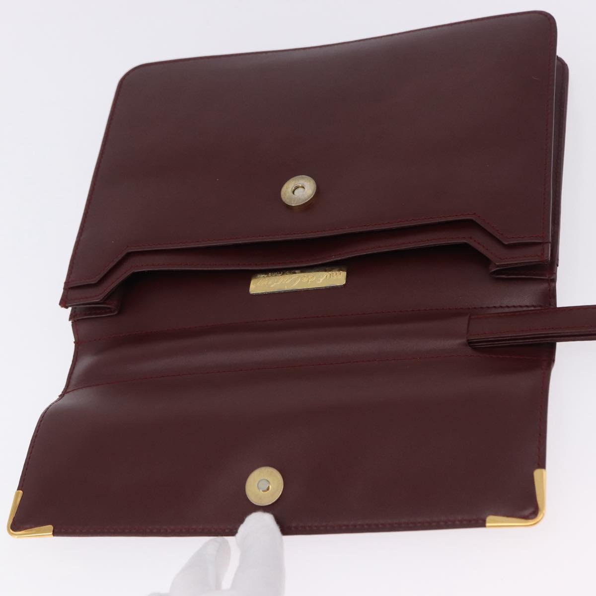 CARTIER Must Line Clutch Bag Leather Bordeaux Gold Auth 180972A