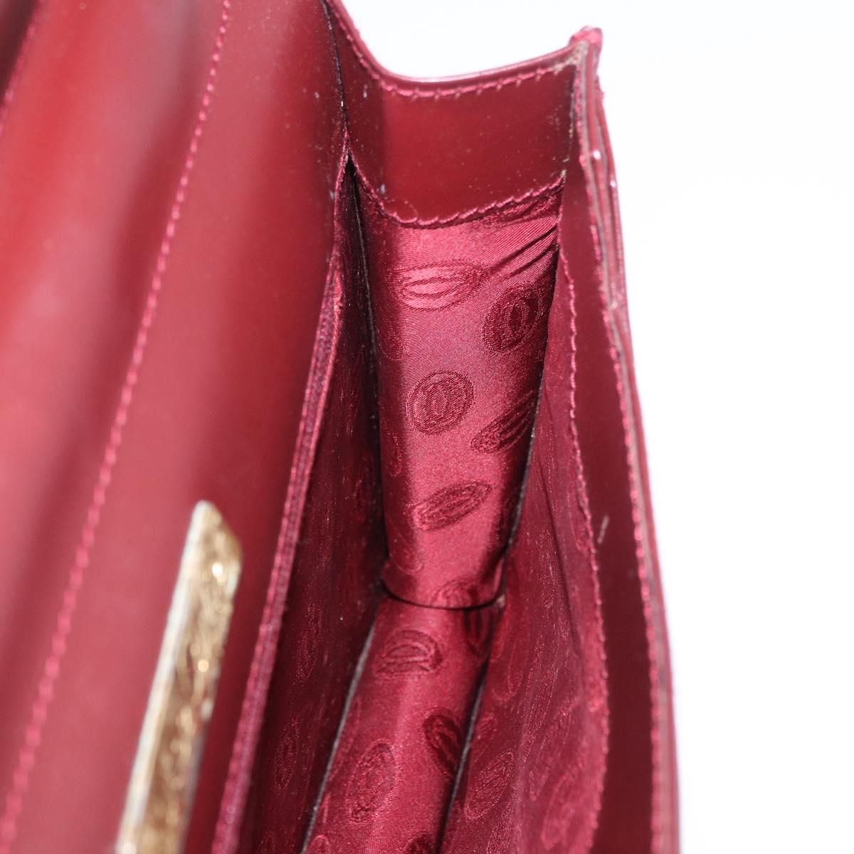 CARTIER Must Line Clutch Bag Leather Bordeaux Gold Auth 180972A