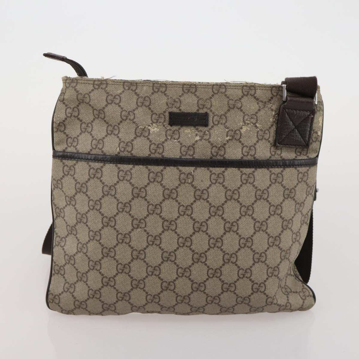 GUCCI GG Supreme GG Canvas Shoulder Bag PVC 4 Set Beige Navy Auth 180975