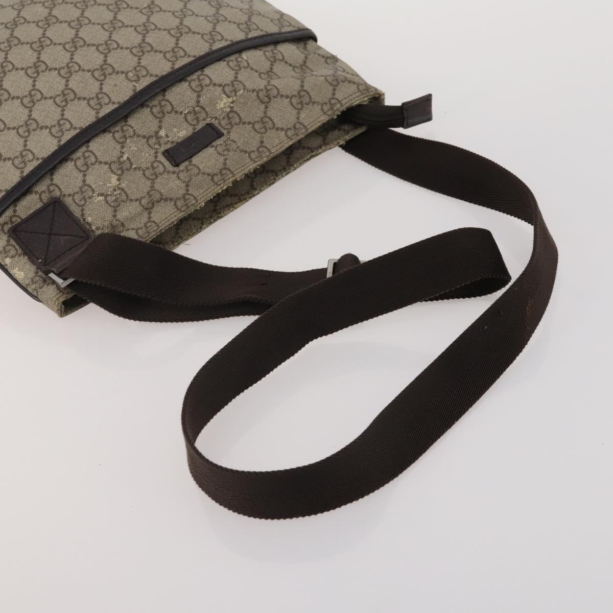 GUCCI GG Supreme GG Canvas Shoulder Bag PVC 4 Set Beige Navy Auth 180975