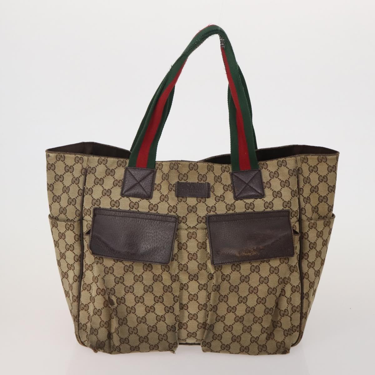 GUCCI GG Canvas Web Sherry Line Shoulder Bag 3 Set Beige Navy Auth 180976