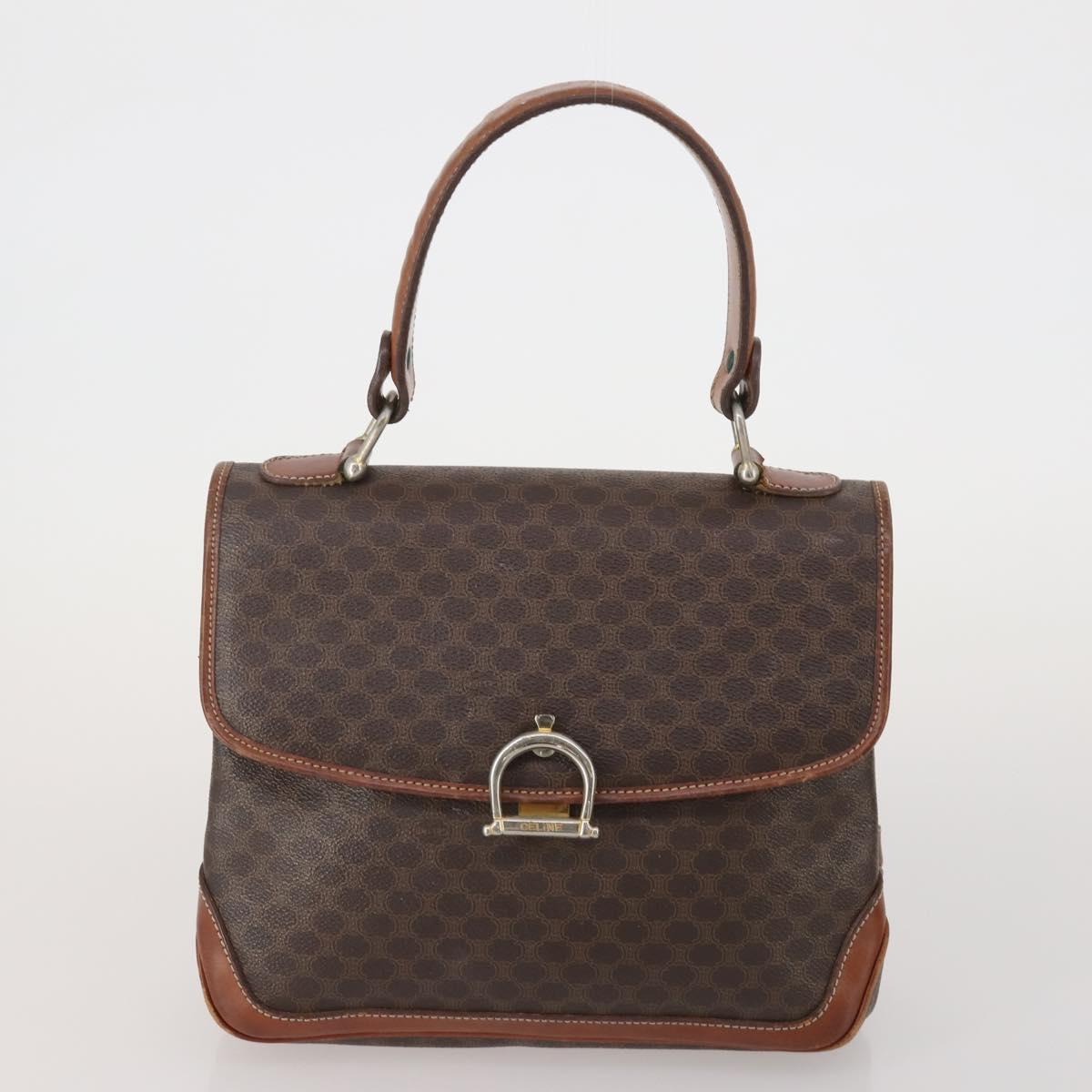CELINE Macadam Canvas C Sulky Bag PVC Leather 5 Set Brown Beige Auth 180979