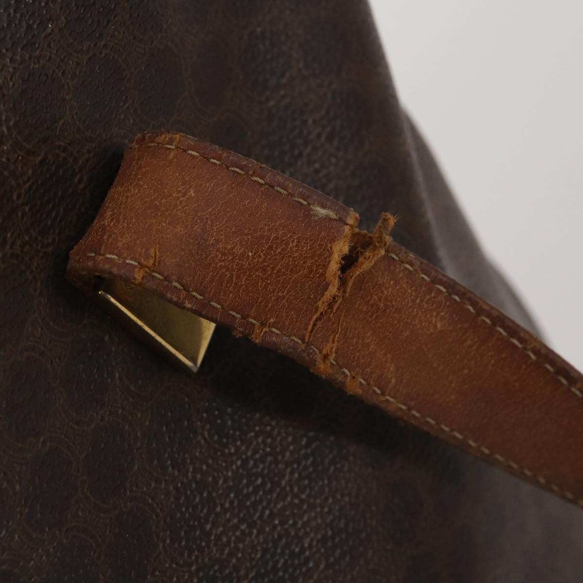CELINE Macadam Canvas C Sulky Bag PVC Leather 5 Set Brown Beige Auth 180979