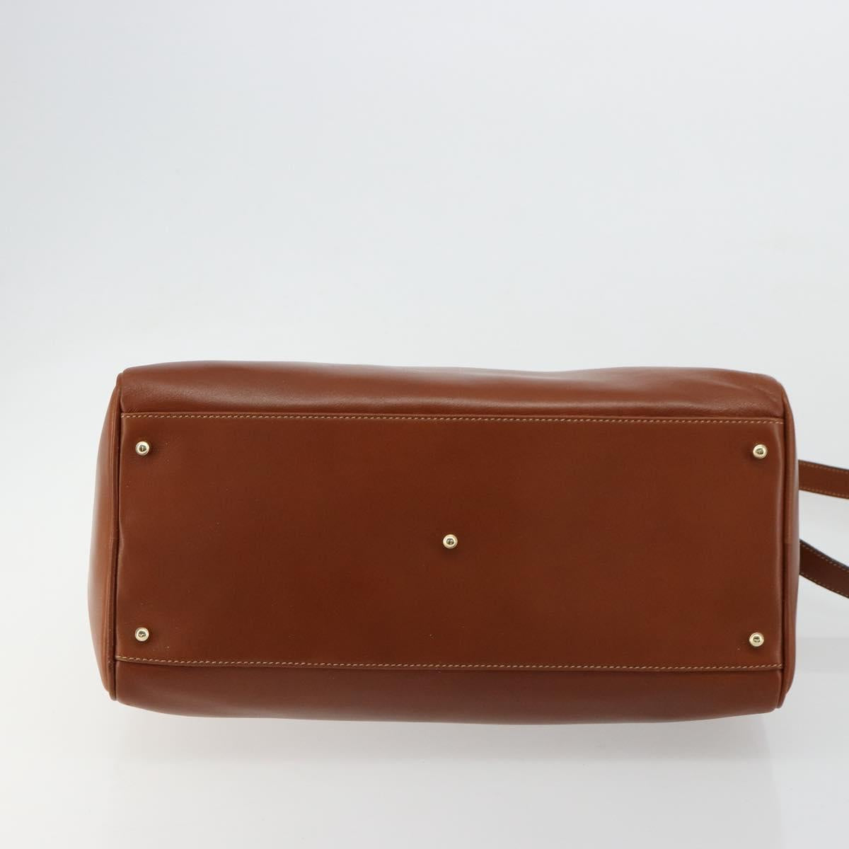 GUCCI Bamboo Hand Bag Leather 2way Brown Gold 000 122 0293 Auth 181101