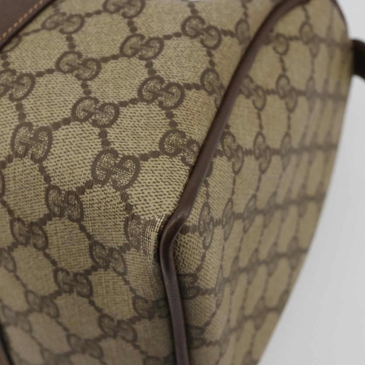 GUCCI GG Supreme Web Sherry Line Boston Bag PVC Beige Gold 39 02 007 Auth 181103