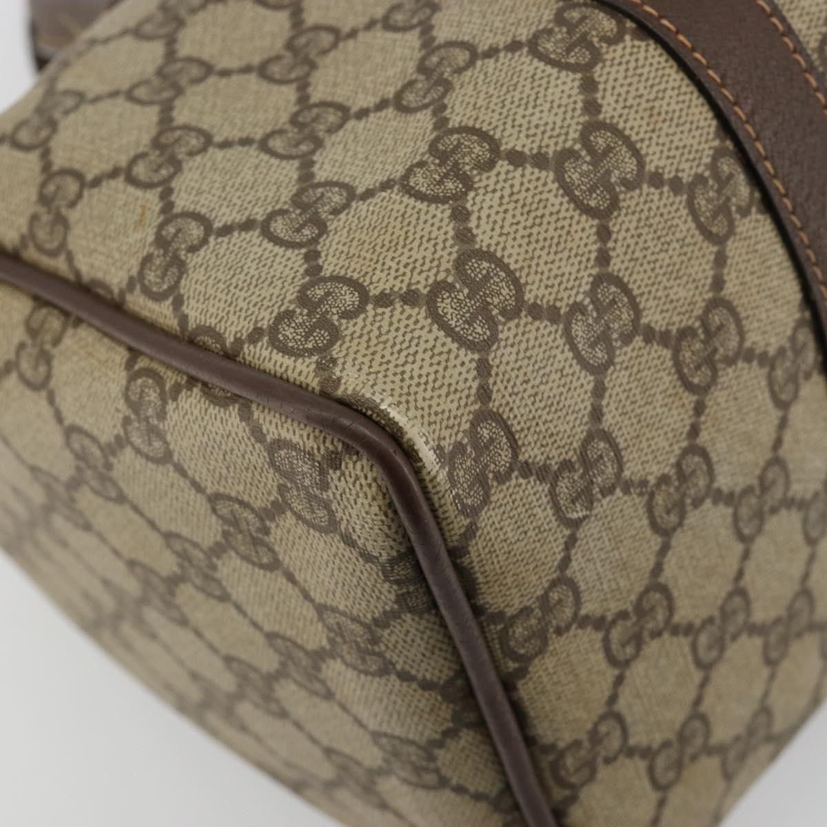GUCCI GG Supreme Web Sherry Line Boston Bag PVC Beige Gold 39 02 007 Auth 181103