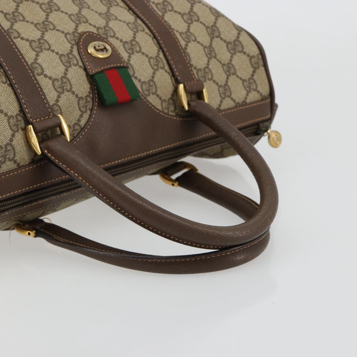 GUCCI GG Supreme Web Sherry Line Boston Bag PVC Beige Gold 39 02 007 Auth 181103