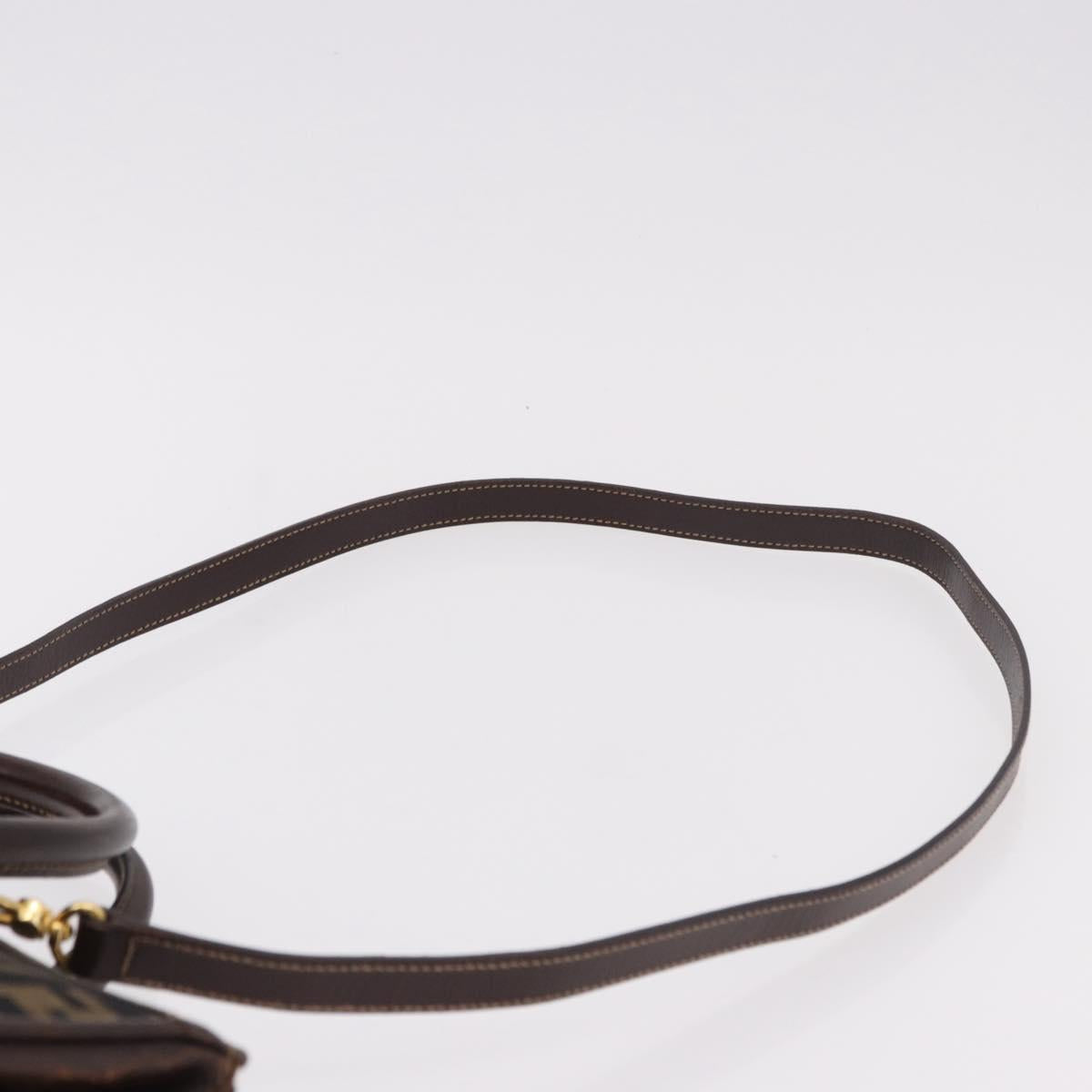 FENDI Zucca Canvas Hand Bag 2way Black Brown Auth 181104