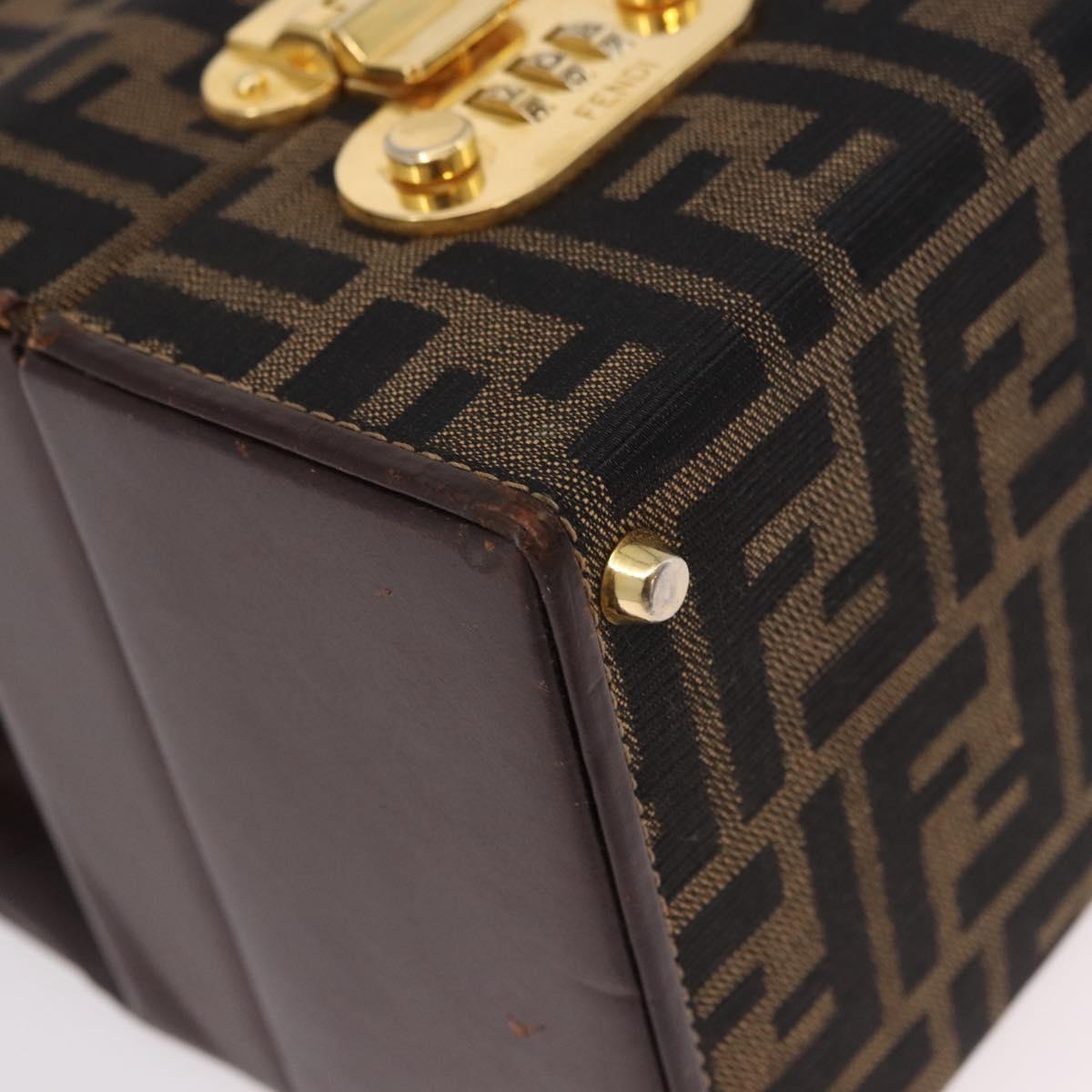 FENDI Zucca Canvas Hand Bag 2way Black Brown Auth 181104