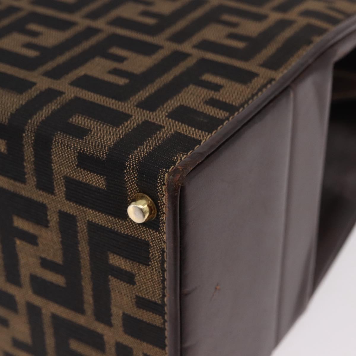 FENDI Zucca Canvas Hand Bag 2way Black Brown Auth 181104