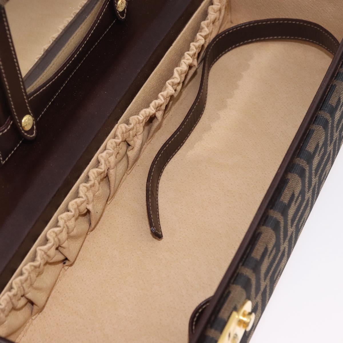 FENDI Zucca Canvas Hand Bag 2way Black Brown Auth 181104