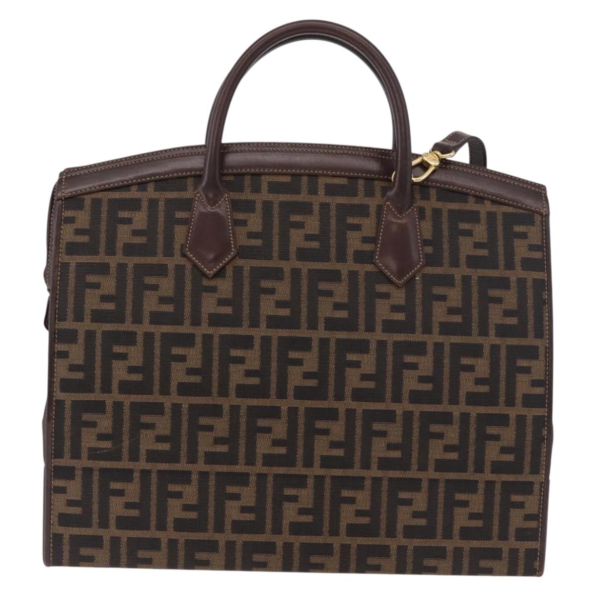 FENDI Zucca Canvas Hand Bag 2way Black Brown Auth 181104