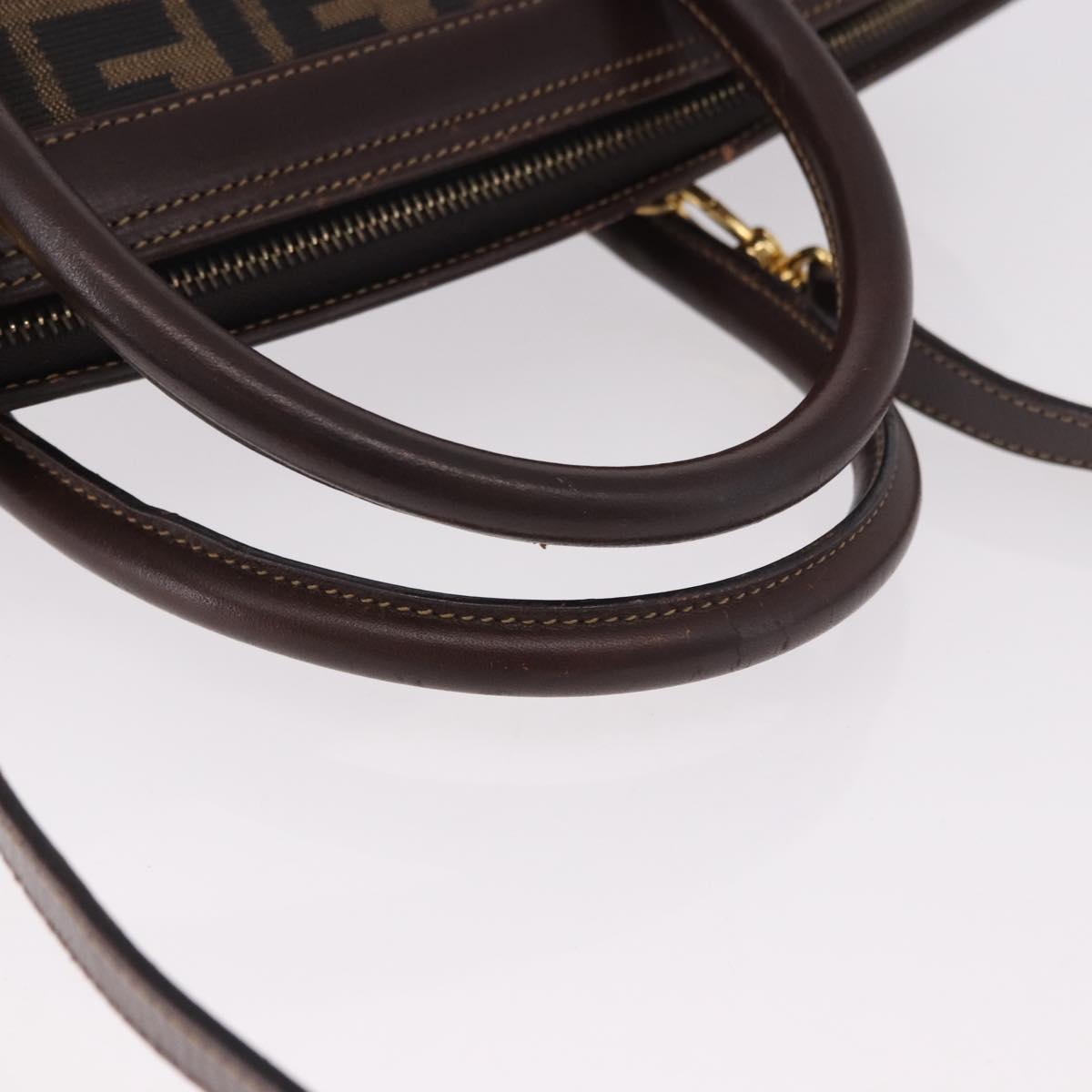 FENDI Zucca Canvas Hand Bag 2way Black Brown Auth 181104