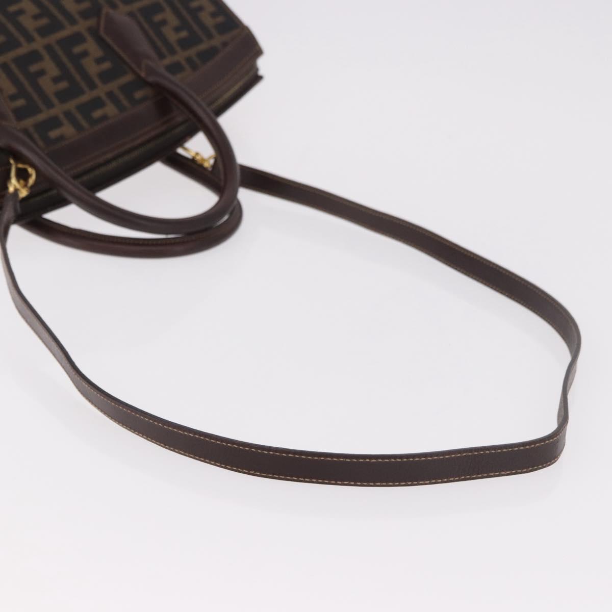 FENDI Zucca Canvas Hand Bag 2way Black Brown Auth 181104