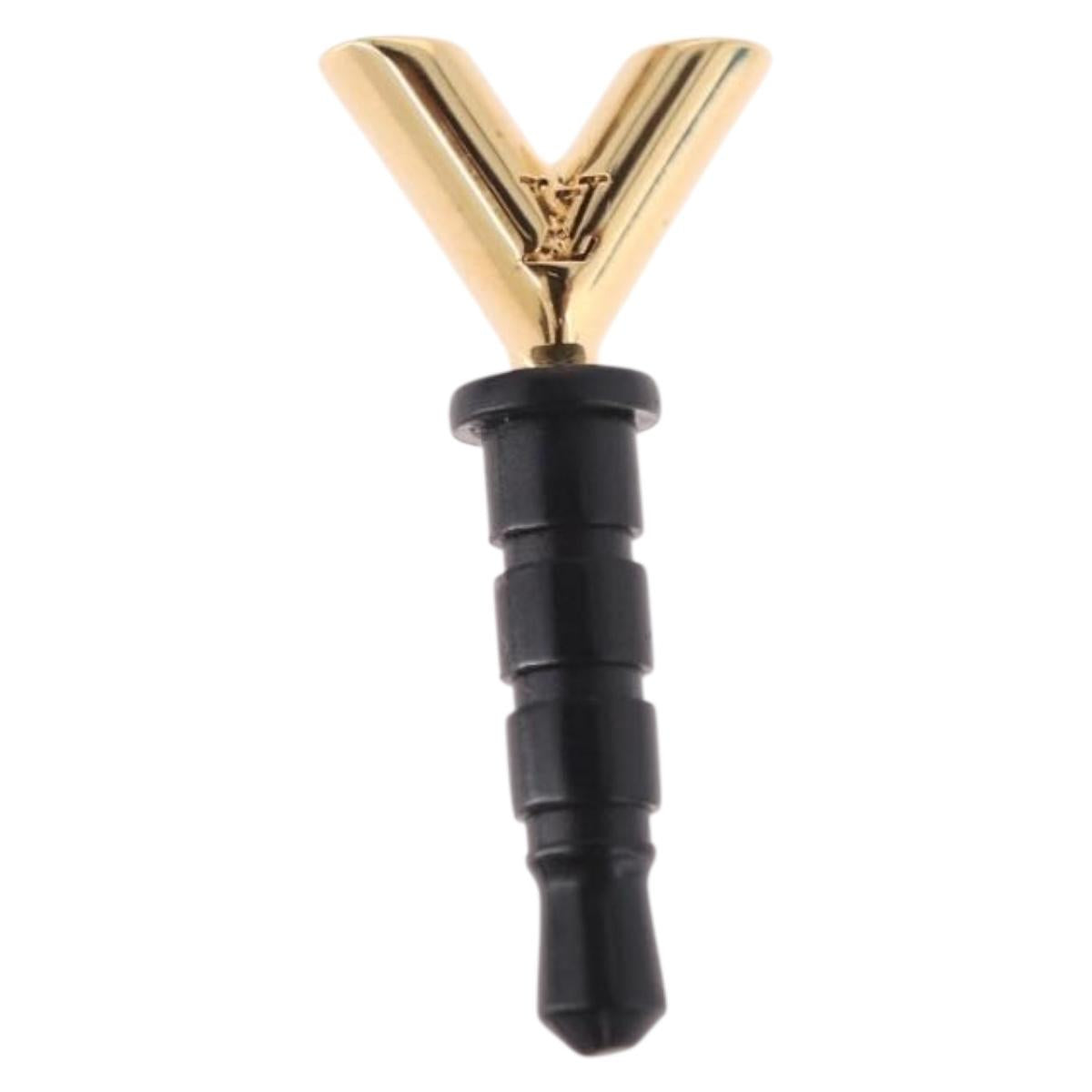 LOUIS VUITTON Earphone Jack metal Gold M61014 LV Auth 181106