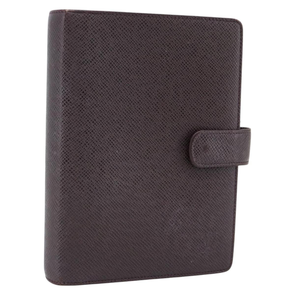 LOUIS VUITTON Taiga Leather Agenda MM Planner Cover Acajou R20416 Auth 181110