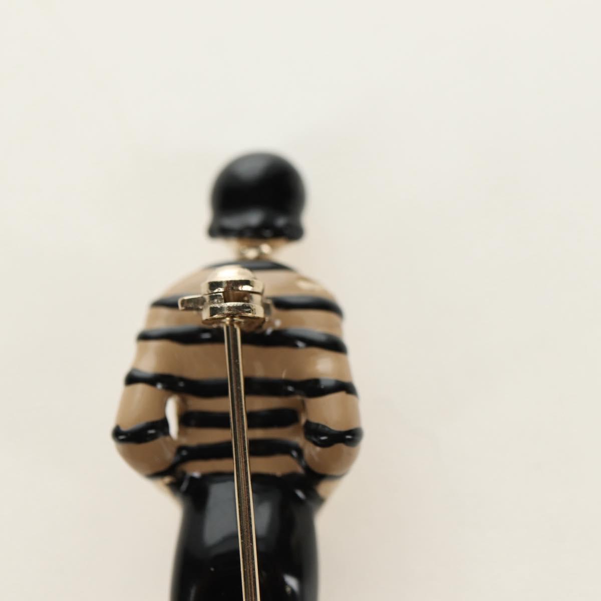 CHANEL Mademoiselle Doll Brooch metal Gold CC Auth 181111V