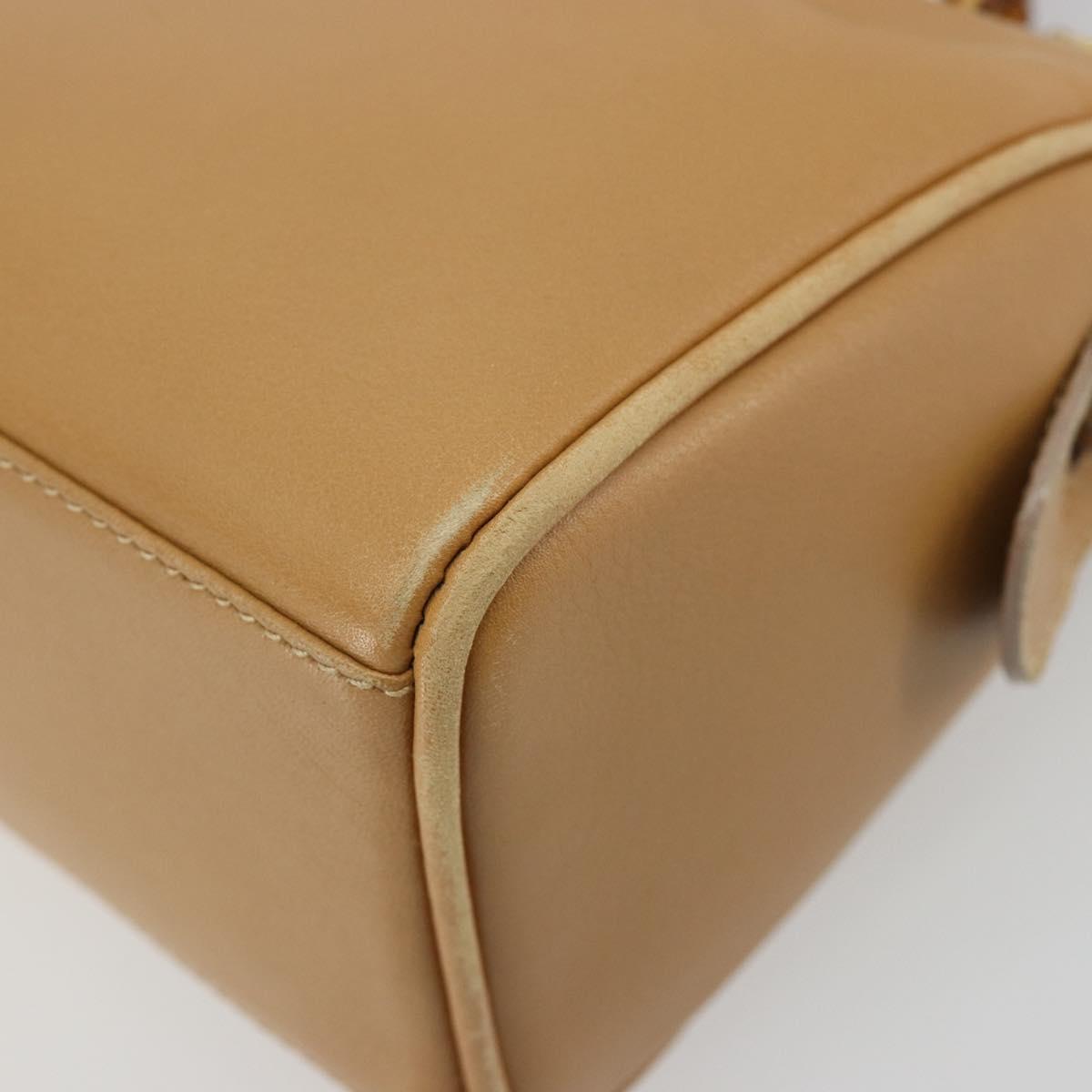 GUCCI Bamboo Hand Bag Leather 2way Beige Gold Auth 181116