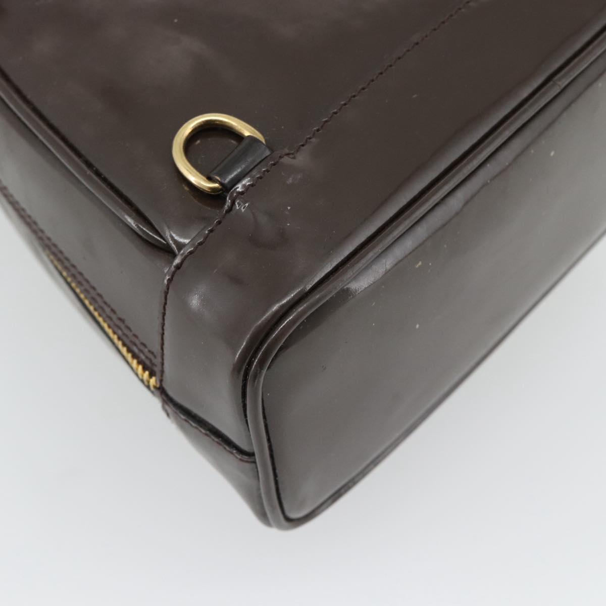 GUCCI Bamboo Body Bag Patent leather Brown Gold 003 3444 0127 Auth 181117