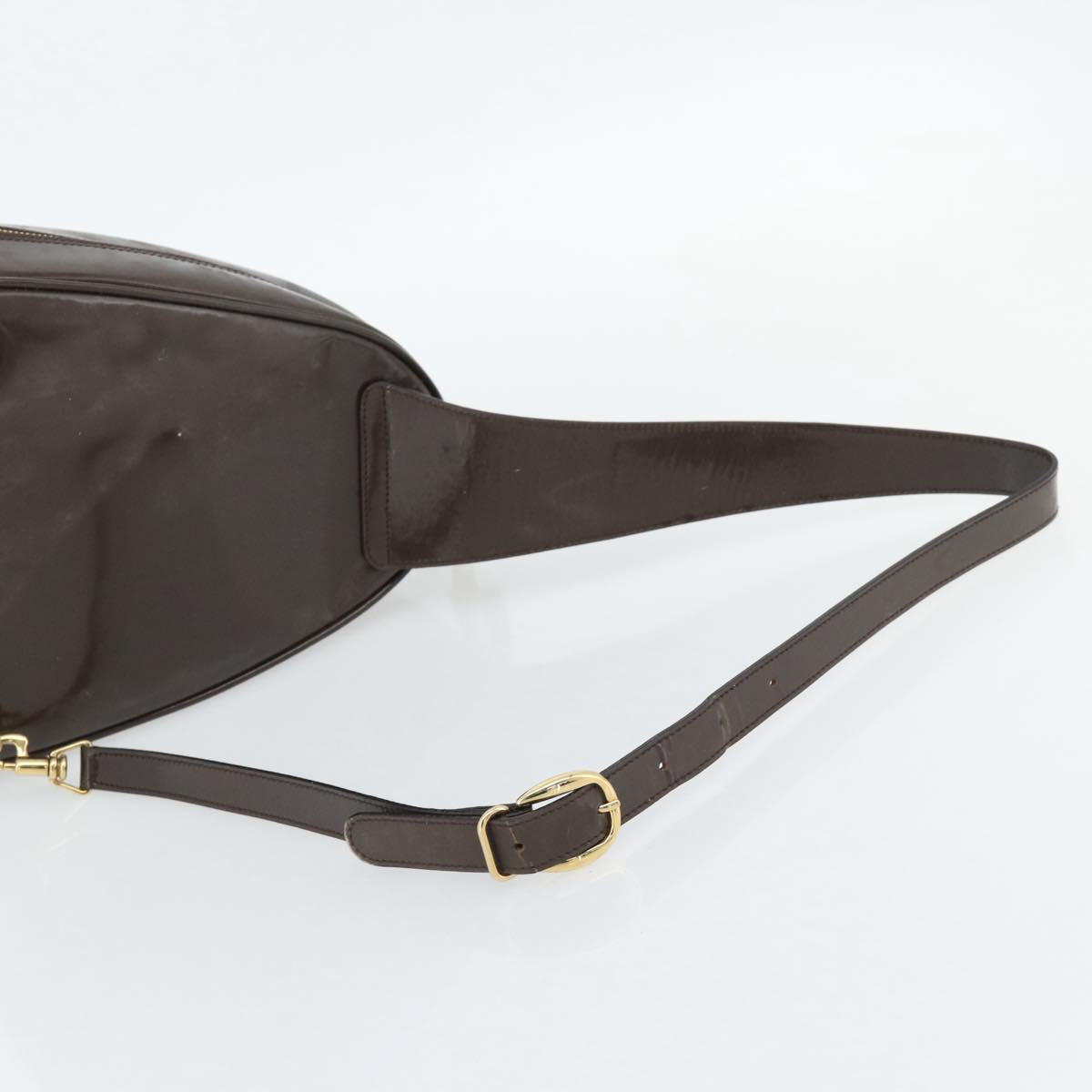 GUCCI Bamboo Body Bag Patent leather Brown Gold 003 3444 0127 Auth 181117