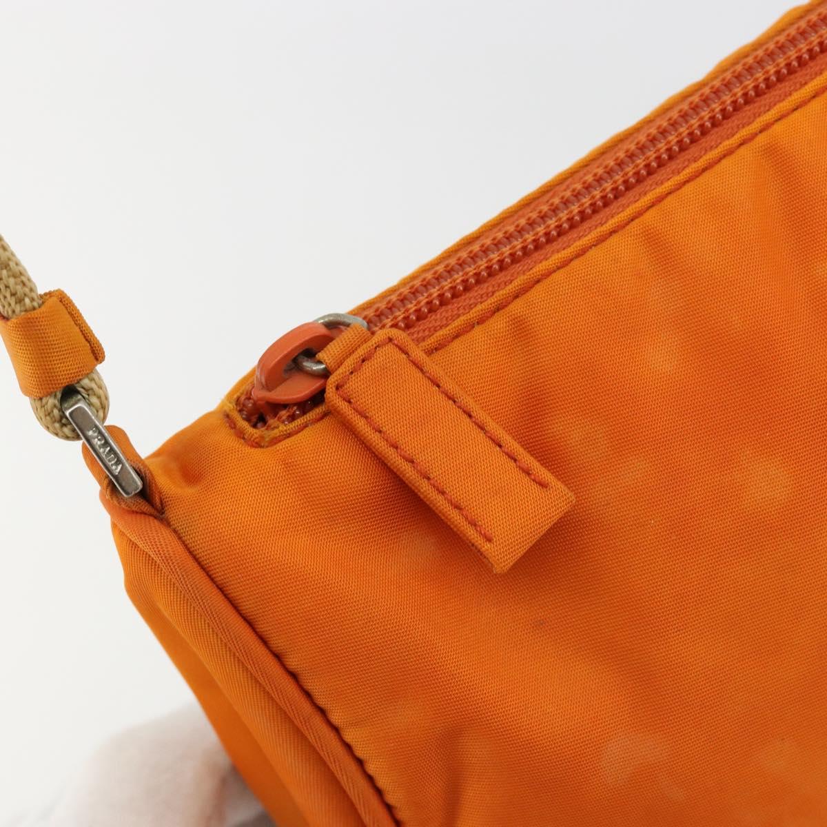 PRADA Accessory Pouch Nylon Orange Silver Auth 181120