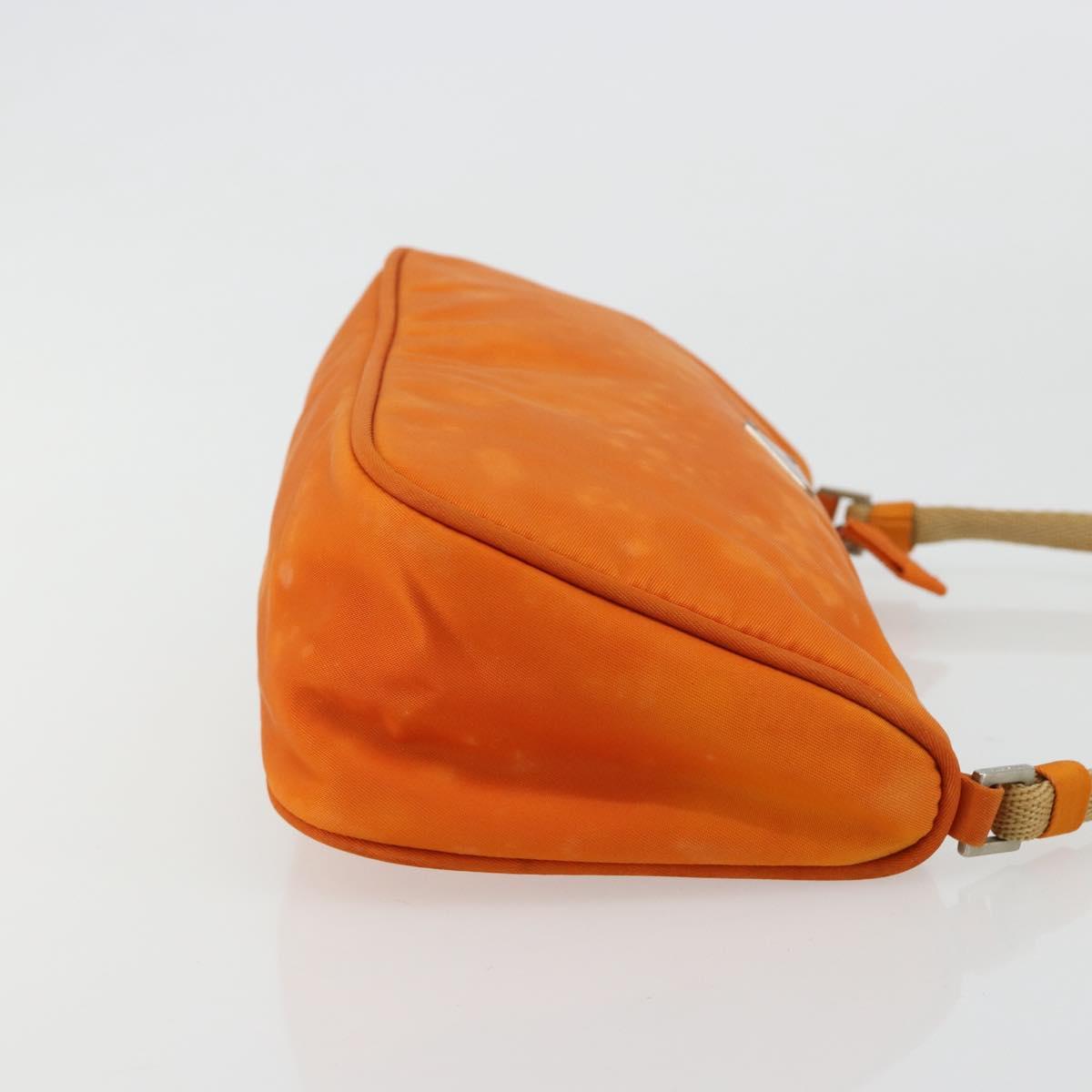 PRADA Accessory Pouch Nylon Orange Silver Auth 181120