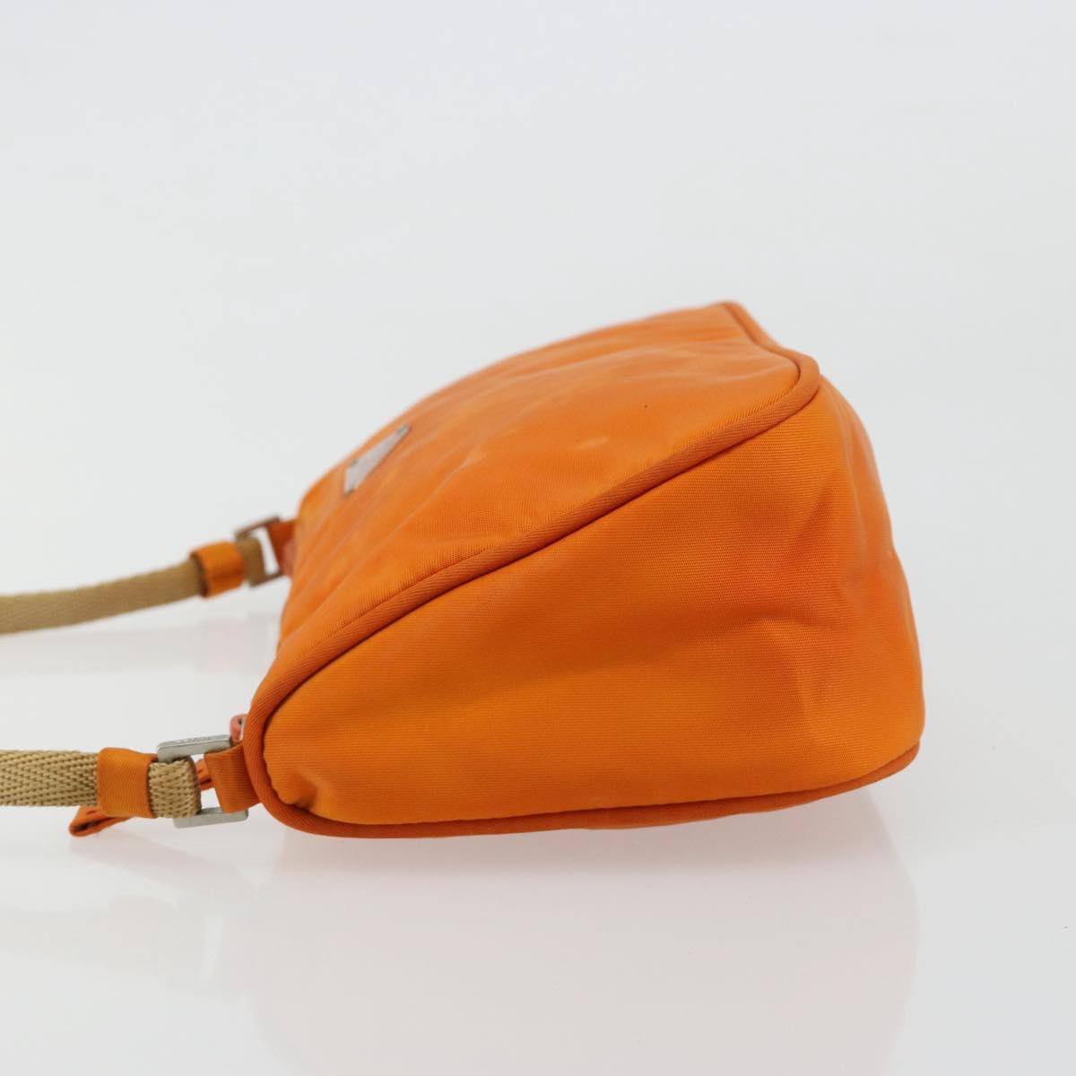 PRADA Accessory Pouch Nylon Orange Silver Auth 181120