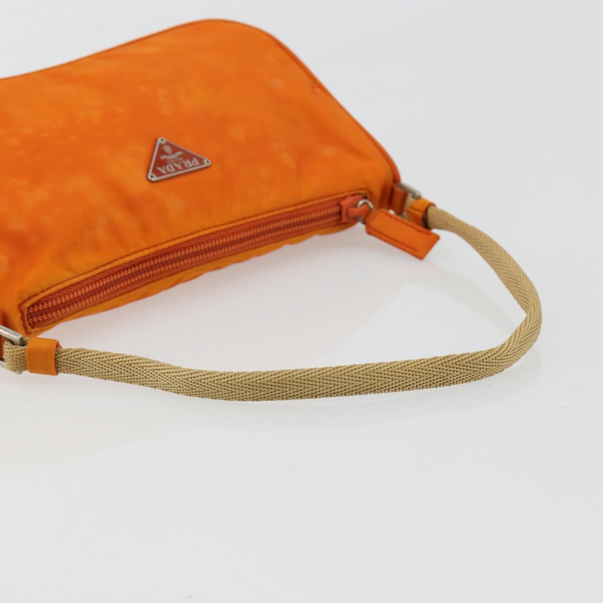 PRADA Accessory Pouch Nylon Orange Silver Auth 181120