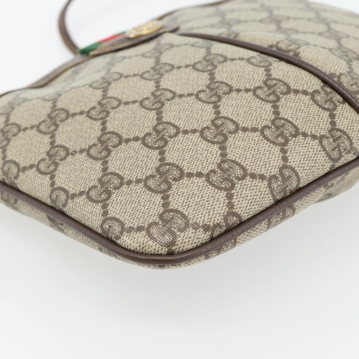 GUCCI GG Supreme Web Sherry Line Bag PVC Beige Gold 904 02 047 Auth 181123