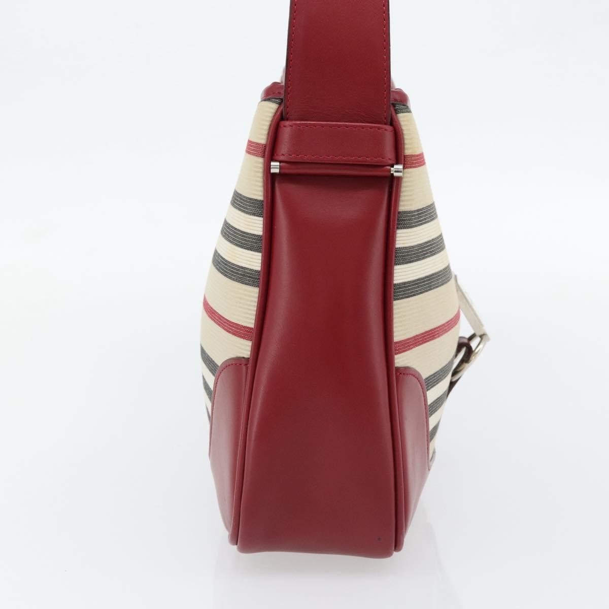 BURBERRY Blue Label Shoulder Bag Canvas Beige Silver Auth 181126