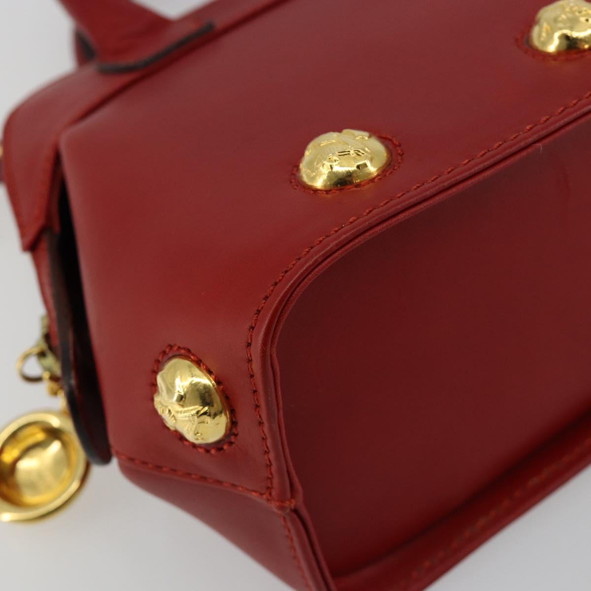 Salvatore Ferragamo Hand Bag Leather 2way Gold Red Auth 181127A