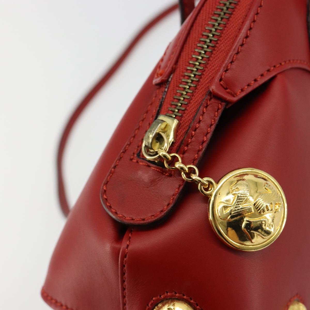 Salvatore Ferragamo Hand Bag Leather 2way Gold Red Auth 181127A