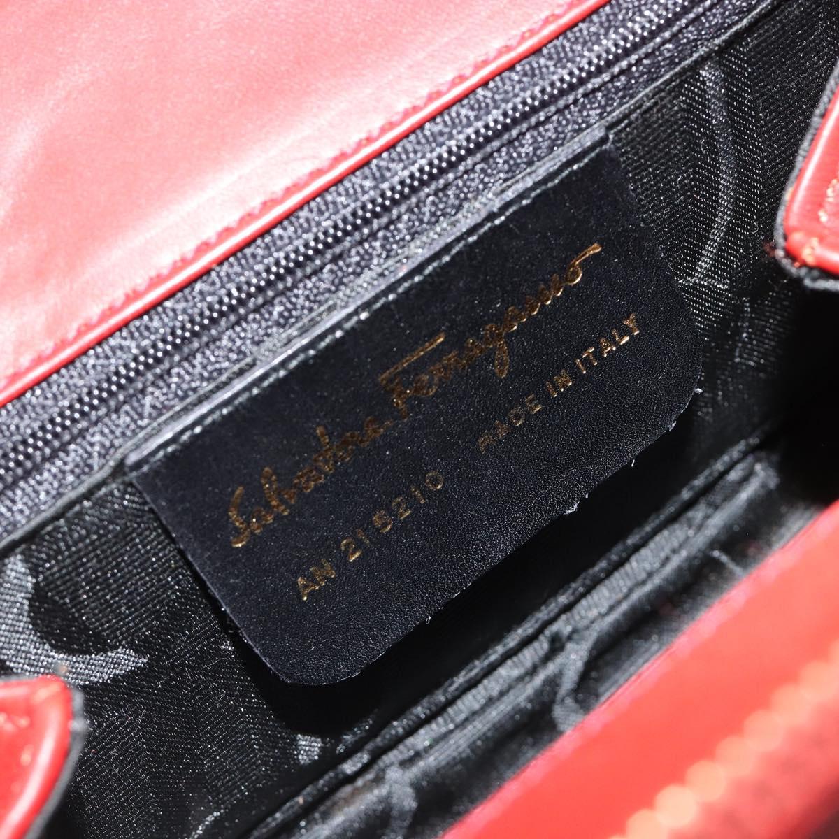 Salvatore Ferragamo Hand Bag Leather 2way Gold Red Auth 181127A
