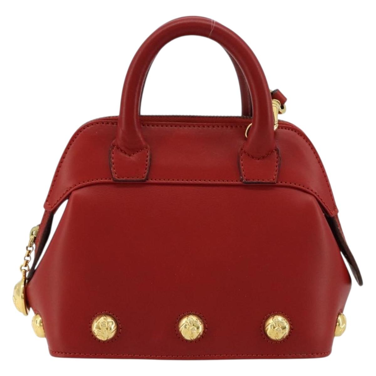 Salvatore Ferragamo Hand Bag Leather 2way Gold Red Auth 181127A