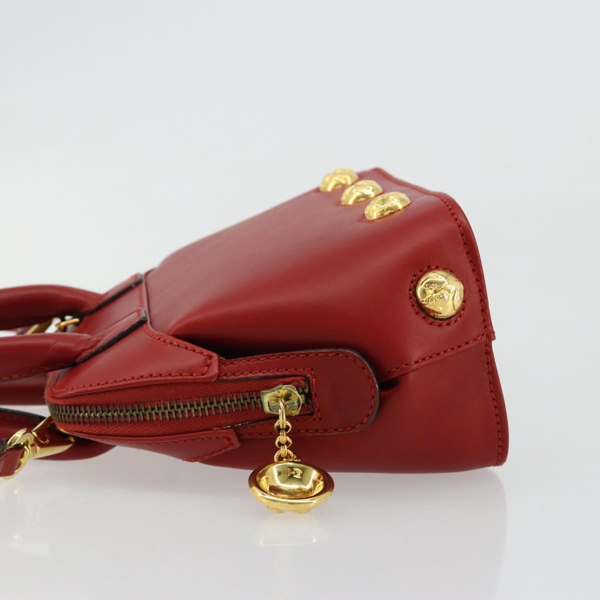 Salvatore Ferragamo Hand Bag Leather 2way Gold Red Auth 181127A