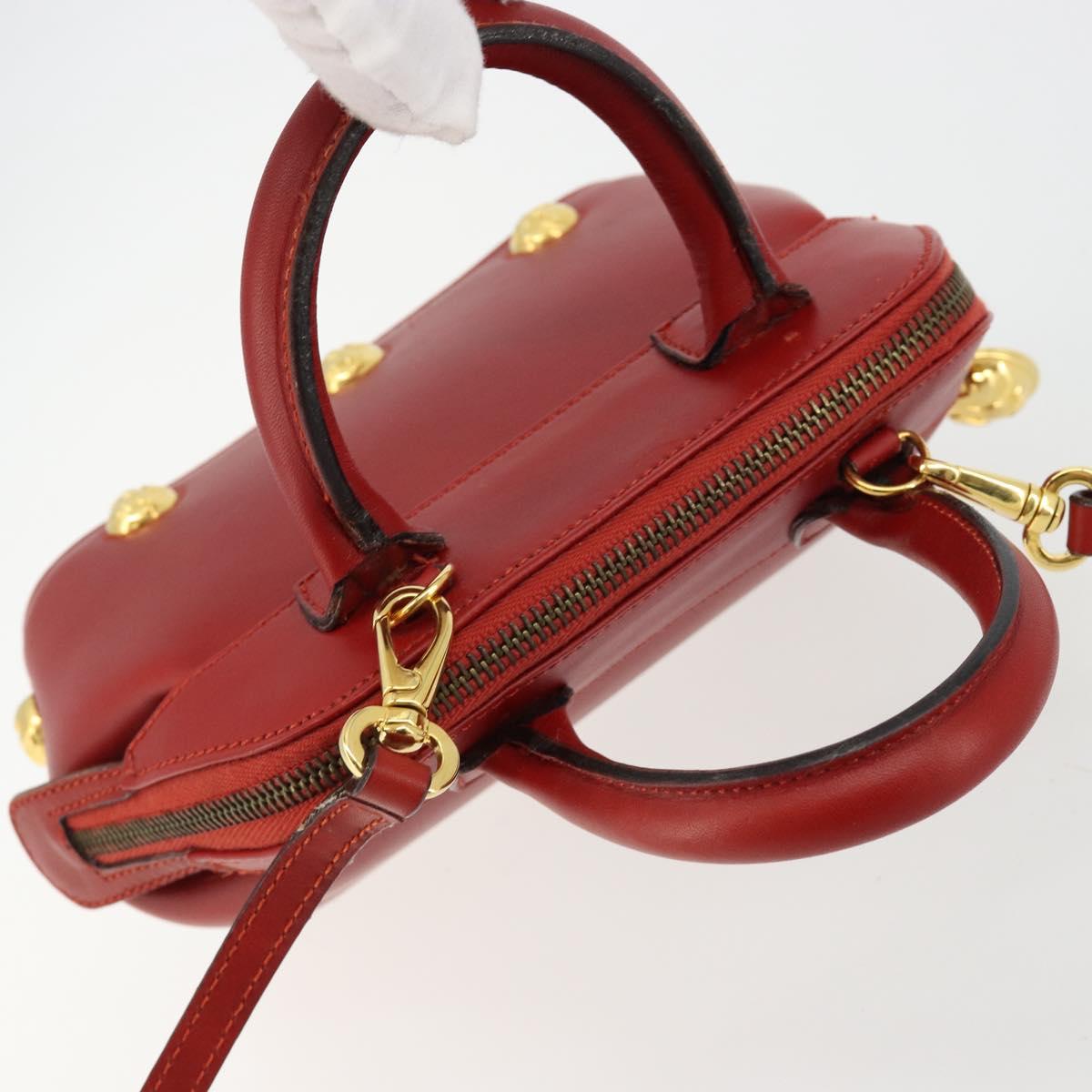 Salvatore Ferragamo Hand Bag Leather 2way Gold Red Auth 181127A