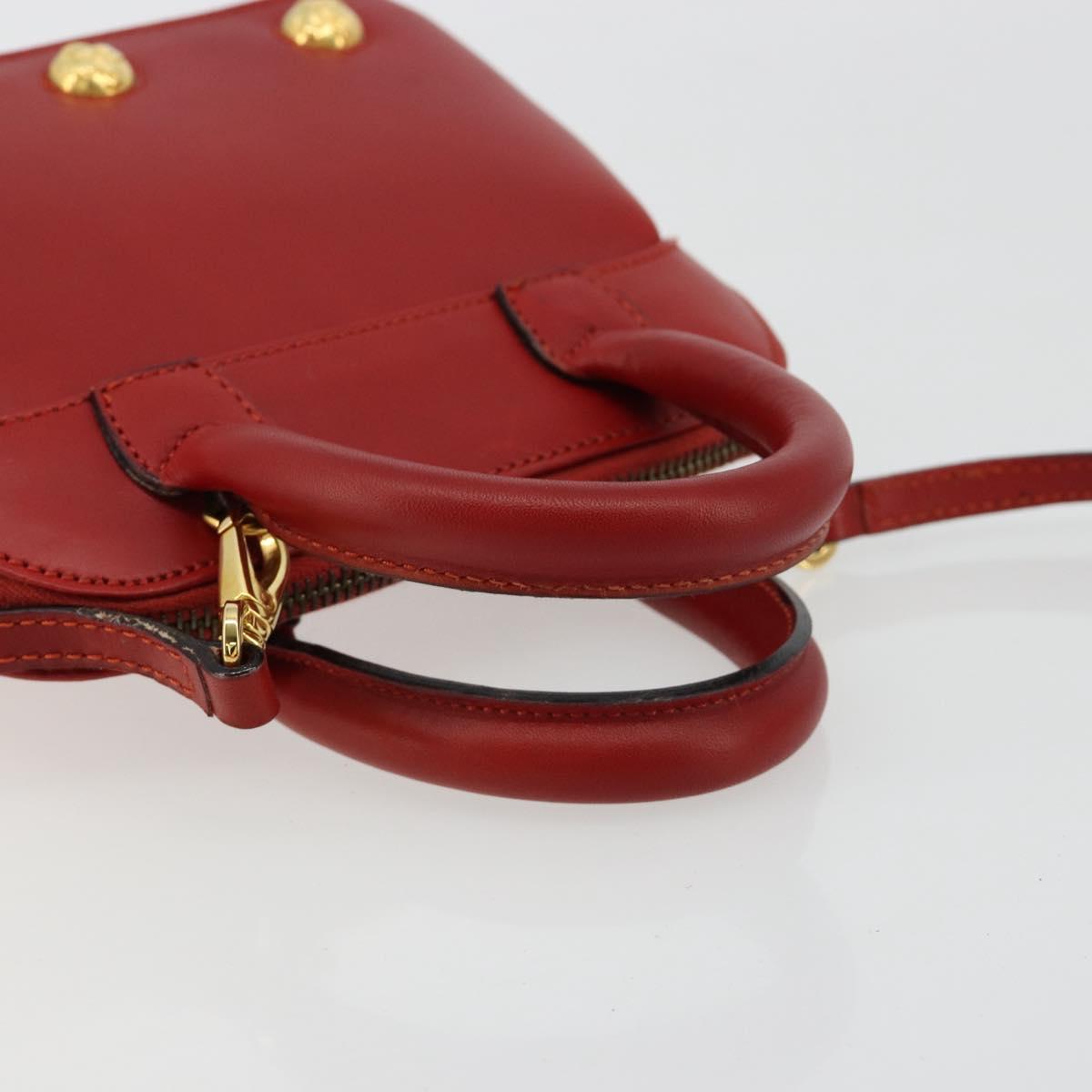 Salvatore Ferragamo Hand Bag Leather 2way Gold Red Auth 181127A