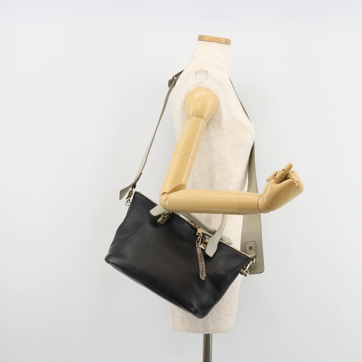 Chloe Bailey Hand Bag Leather 2way Black Gold Auth 181128A