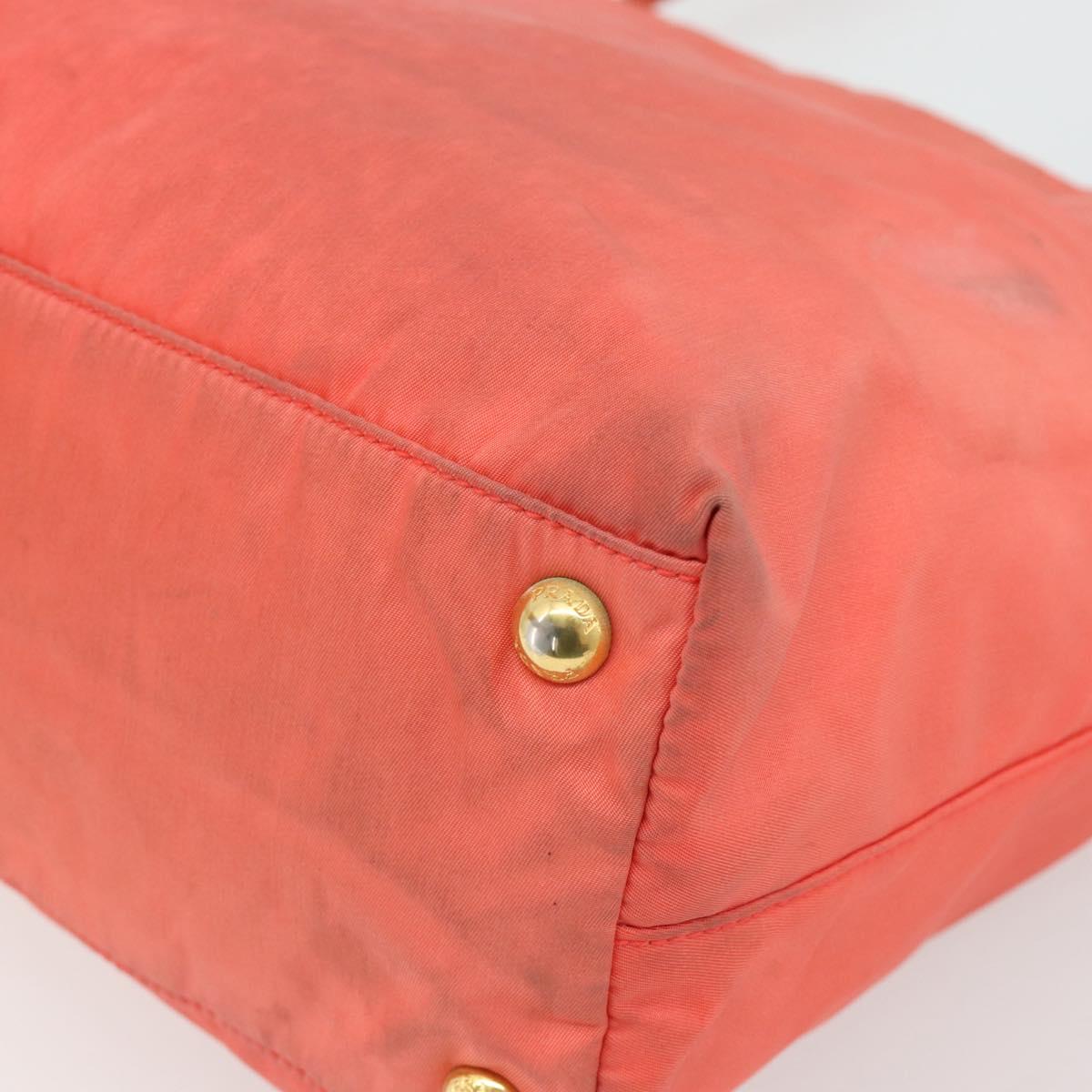 PRADA Tote Bag Nylon Orange Gold Auth 181129