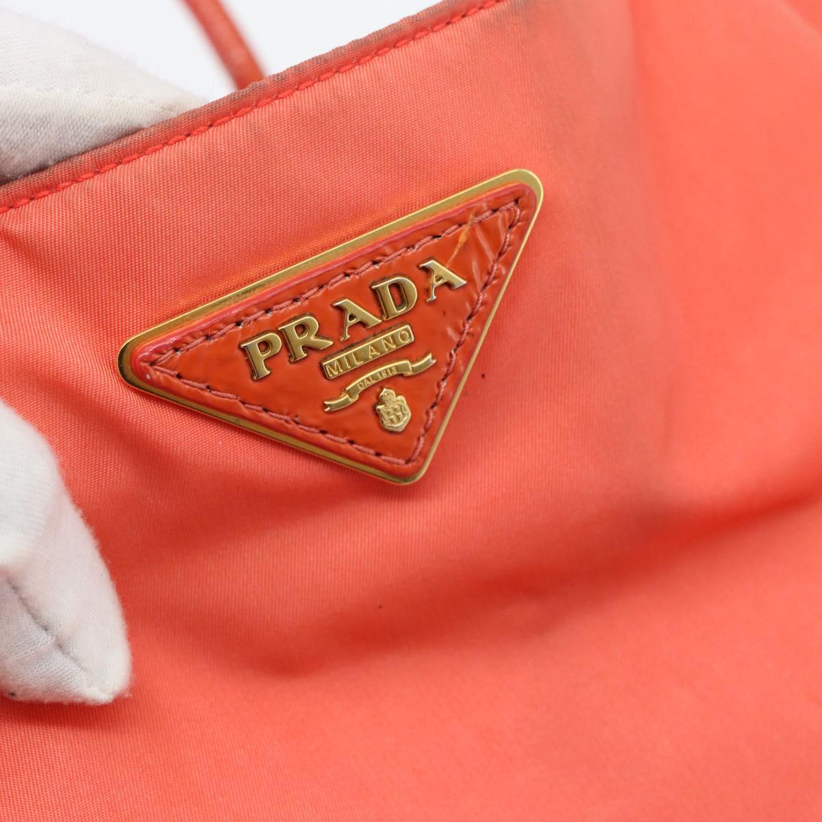 PRADA Tote Bag Nylon Orange Gold Auth 181129
