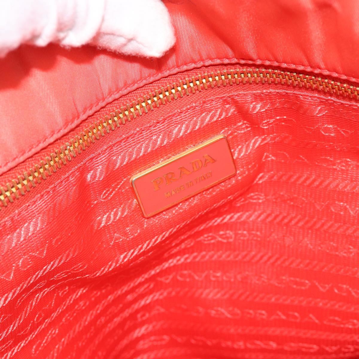 PRADA Tote Bag Nylon Orange Gold Auth 181129