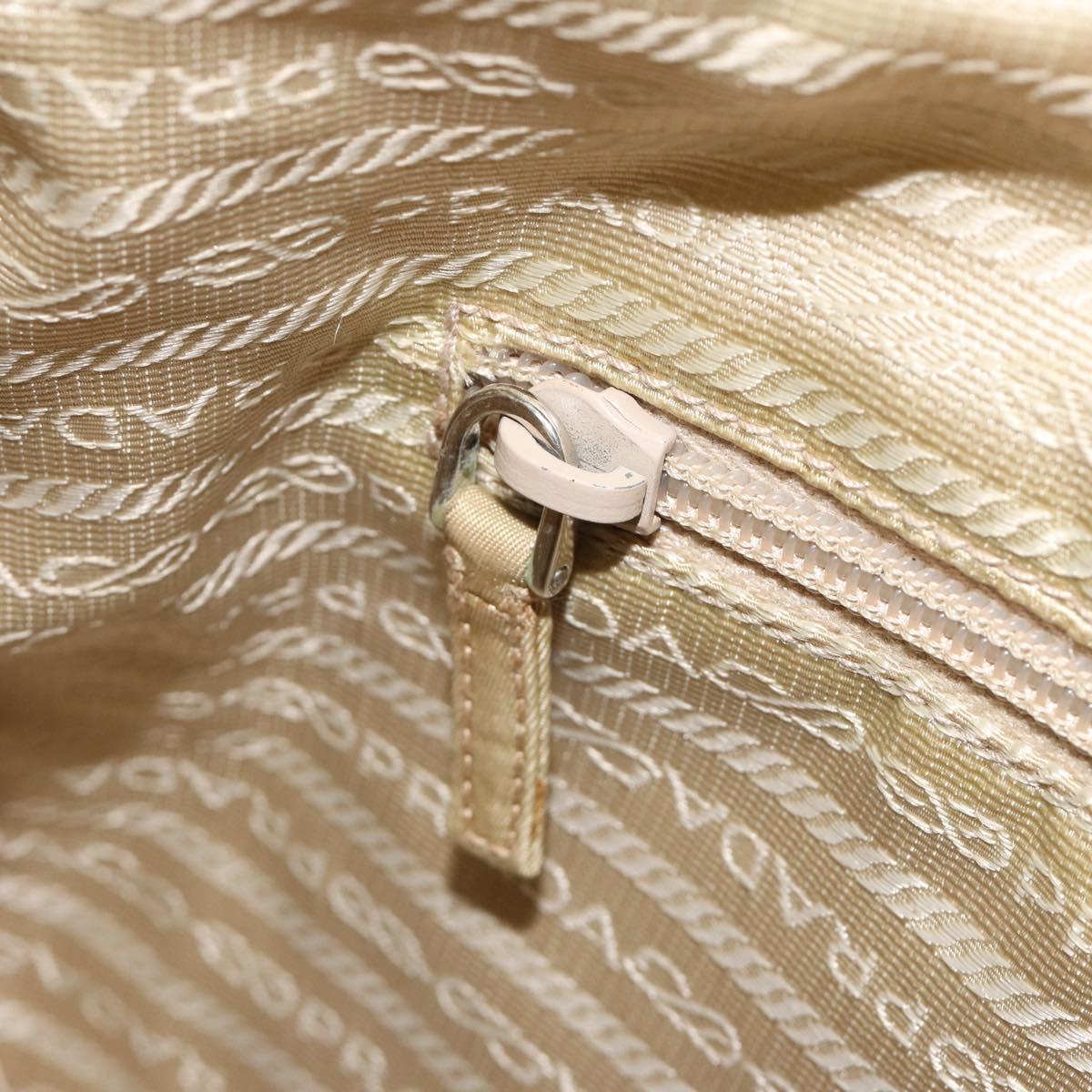PRADA Shoulder Bag Nylon Beige Silver Auth 181130