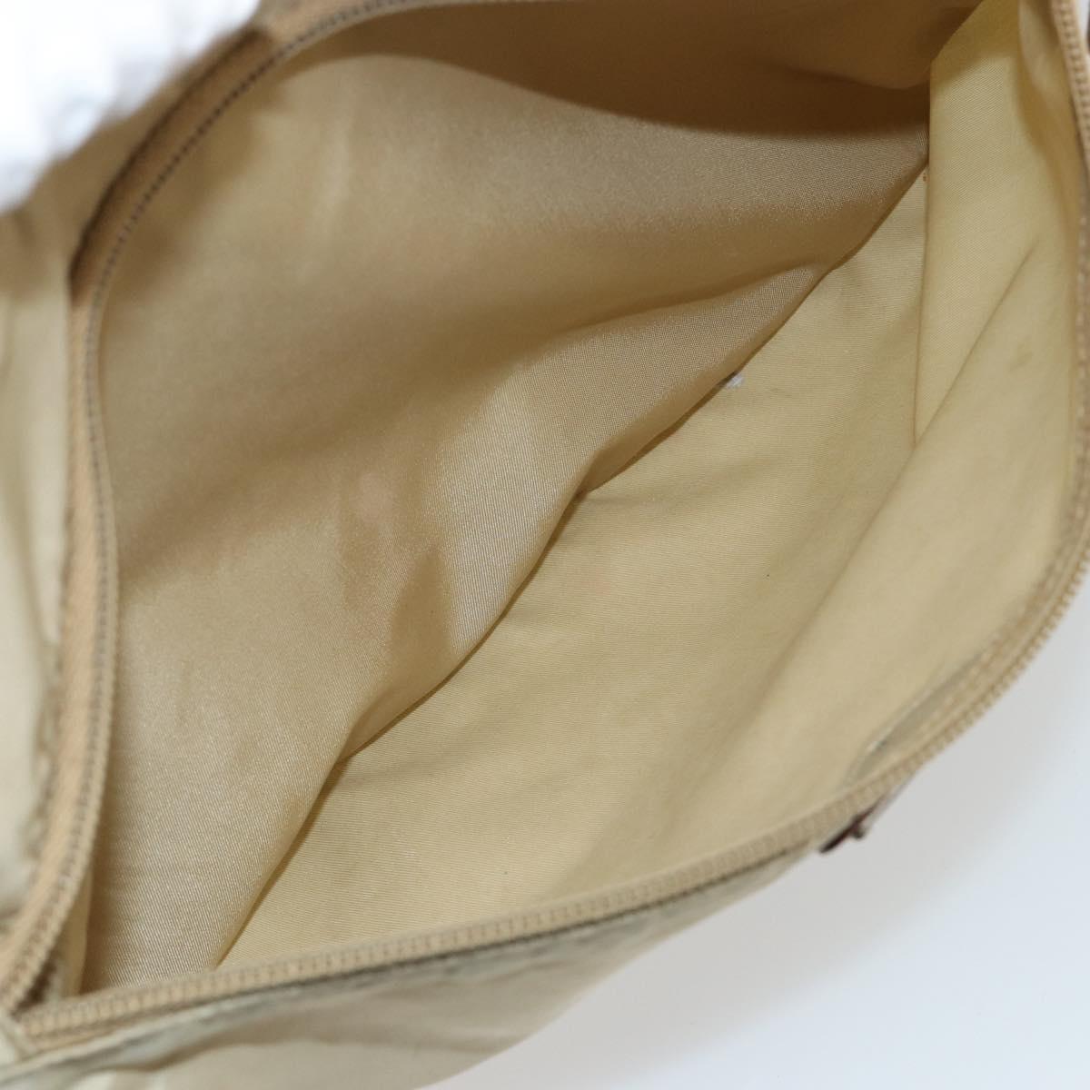 PRADA Shoulder Bag Nylon Beige Silver Auth 181130