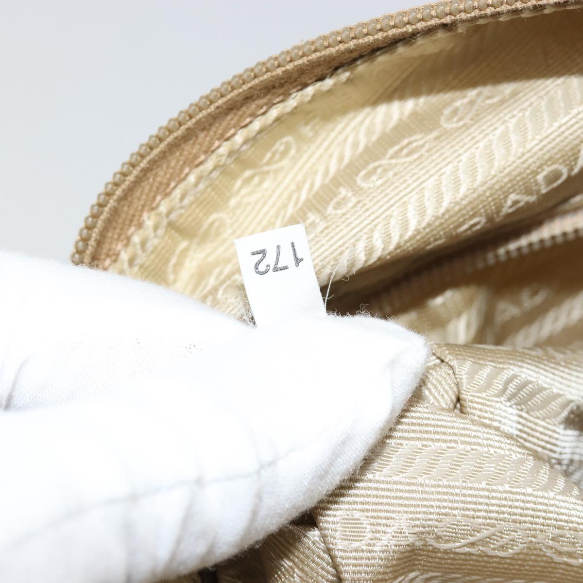 PRADA Shoulder Bag Nylon Beige Silver Auth 181130