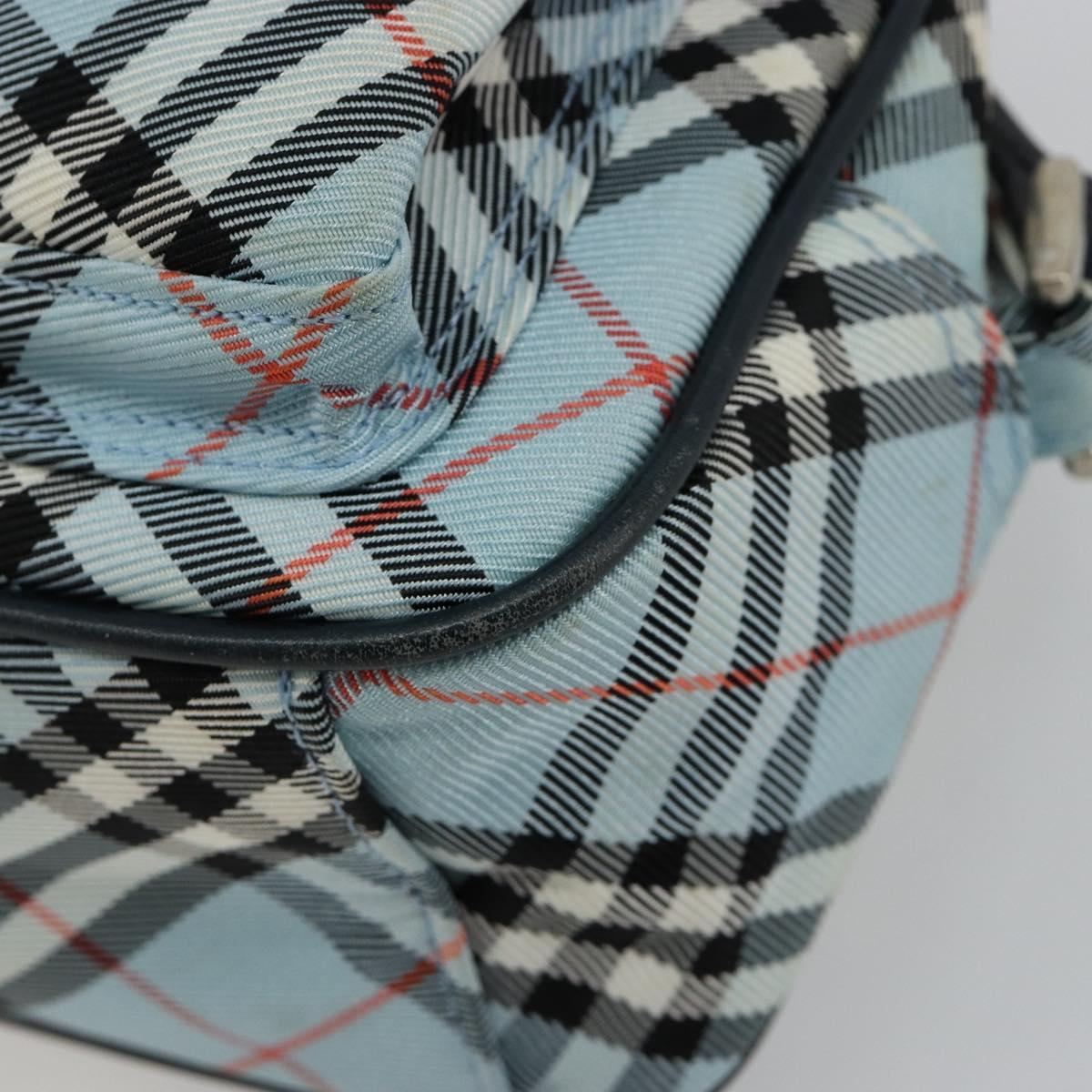 BURBERRY Nova Check Blue Label Shoulder Bag Nylon Light Blue Silver Auth 181134