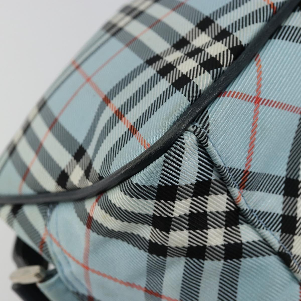 BURBERRY Nova Check Blue Label Shoulder Bag Nylon Light Blue Silver Auth 181134