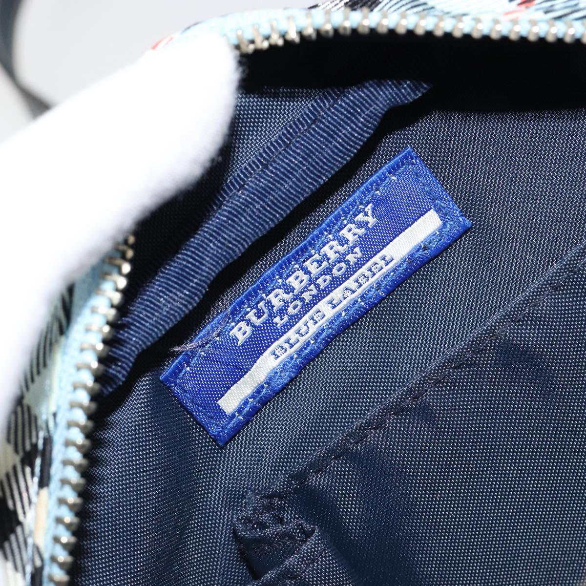 BURBERRY Nova Check Blue Label Shoulder Bag Nylon Light Blue Silver Auth 181134