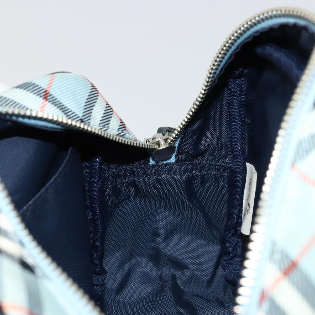 BURBERRY Nova Check Blue Label Shoulder Bag Nylon Light Blue Silver Auth 181134