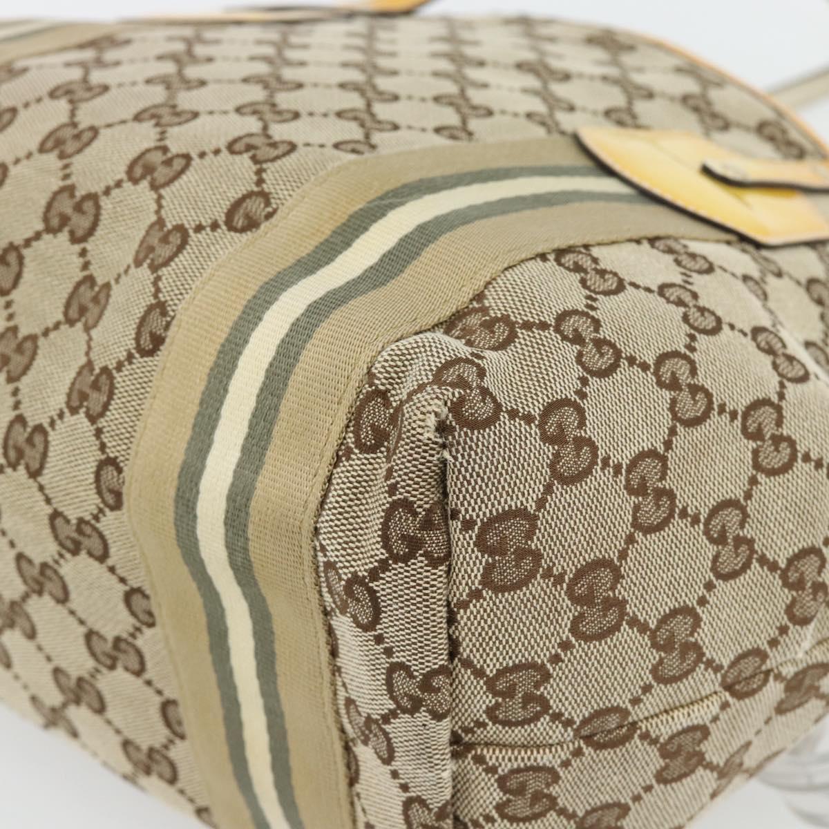 GUCCI GG Canvas Sherry Line Tote Bag Beige Gold 211971 Auth 181137