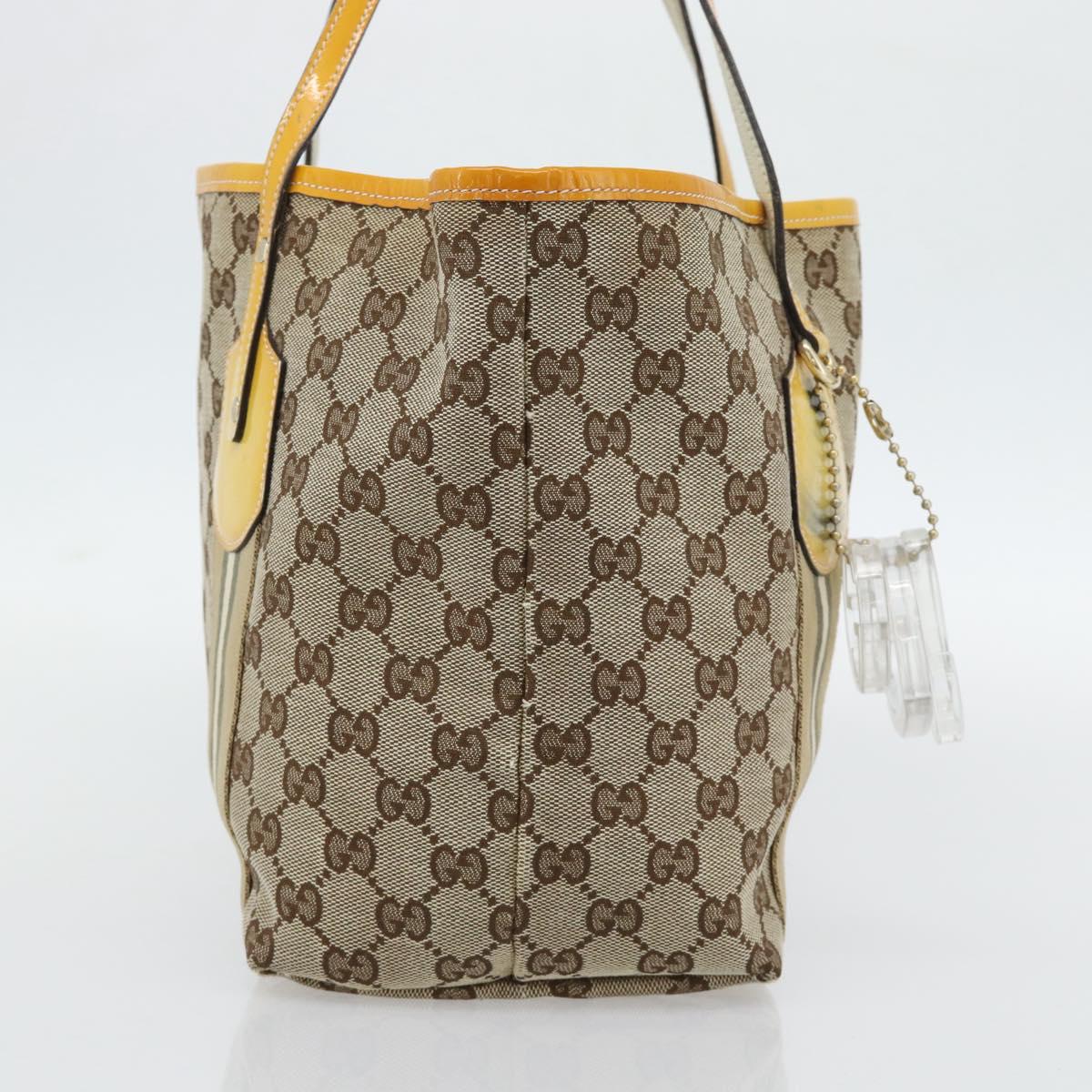 GUCCI GG Canvas Sherry Line Tote Bag Beige Gold 211971 Auth 181137